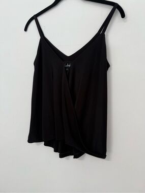 Lulu's Black Draped V-Neck Camisole with Spaghetti Straps